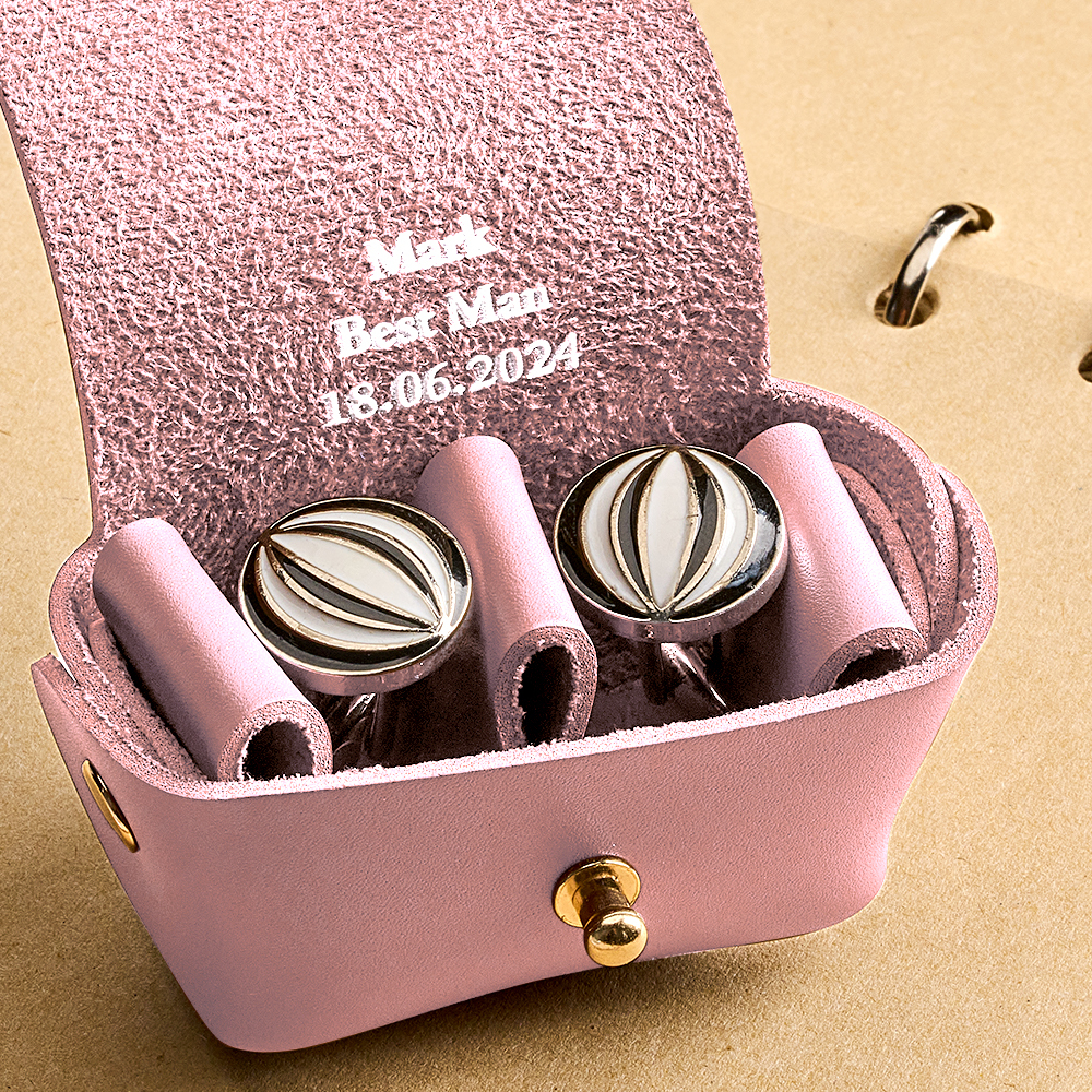 Leather Cufflink Pouch + Personalised Initials / Cufflink Storage Travel Box / Handmade Father's Day Gift for Dad / Wedding Day Groomsmen