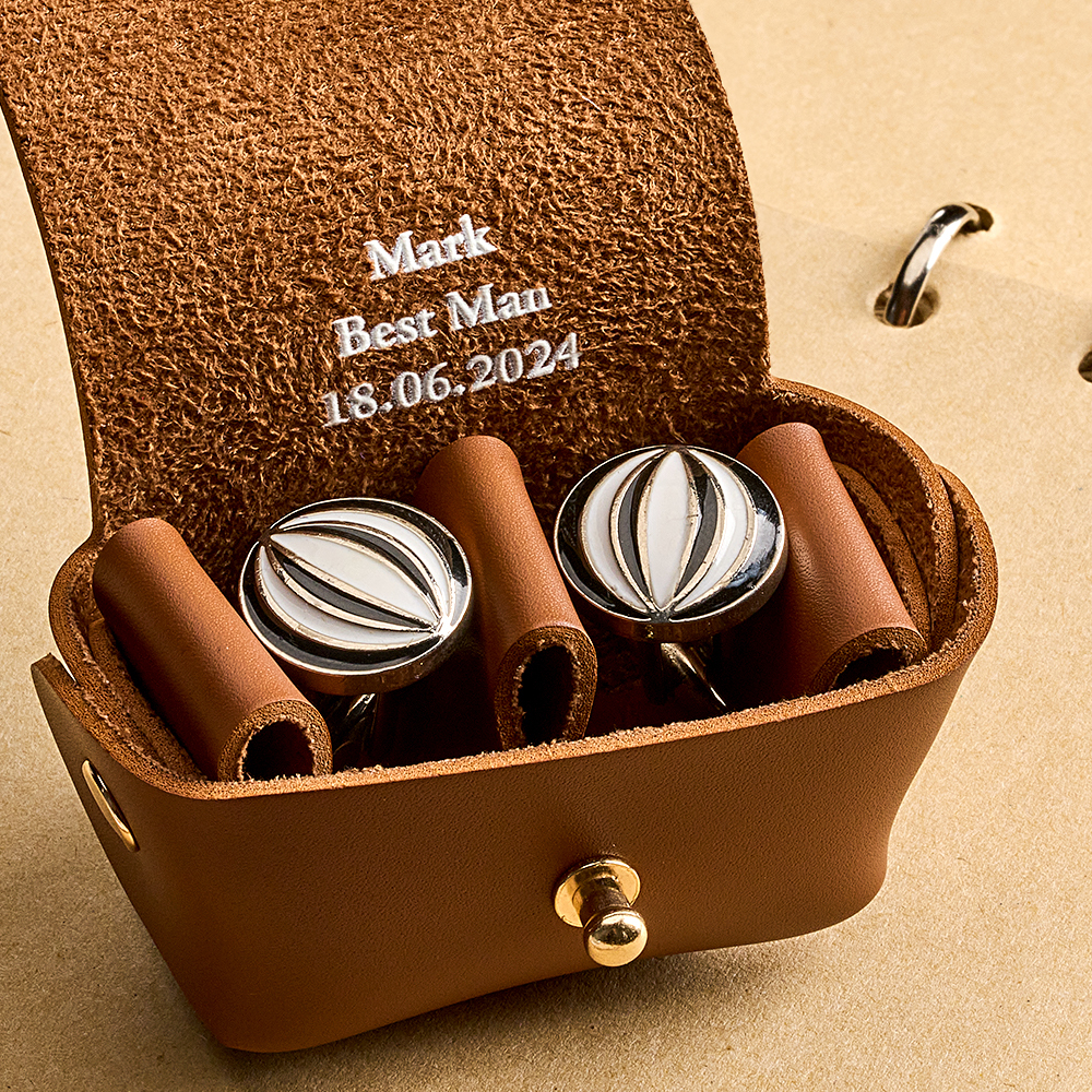 Leather Cufflink Pouch + Personalised Initials / Cufflink Storage Travel Box / Handmade Father's Day Gift for Dad / Wedding Day Groomsmen