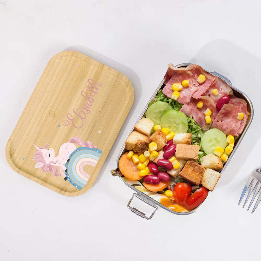 Personalized Lunch Box for Children Custom Stainless Steel Lunch Box with Name Back to School Gift for Children - Myphotowallet