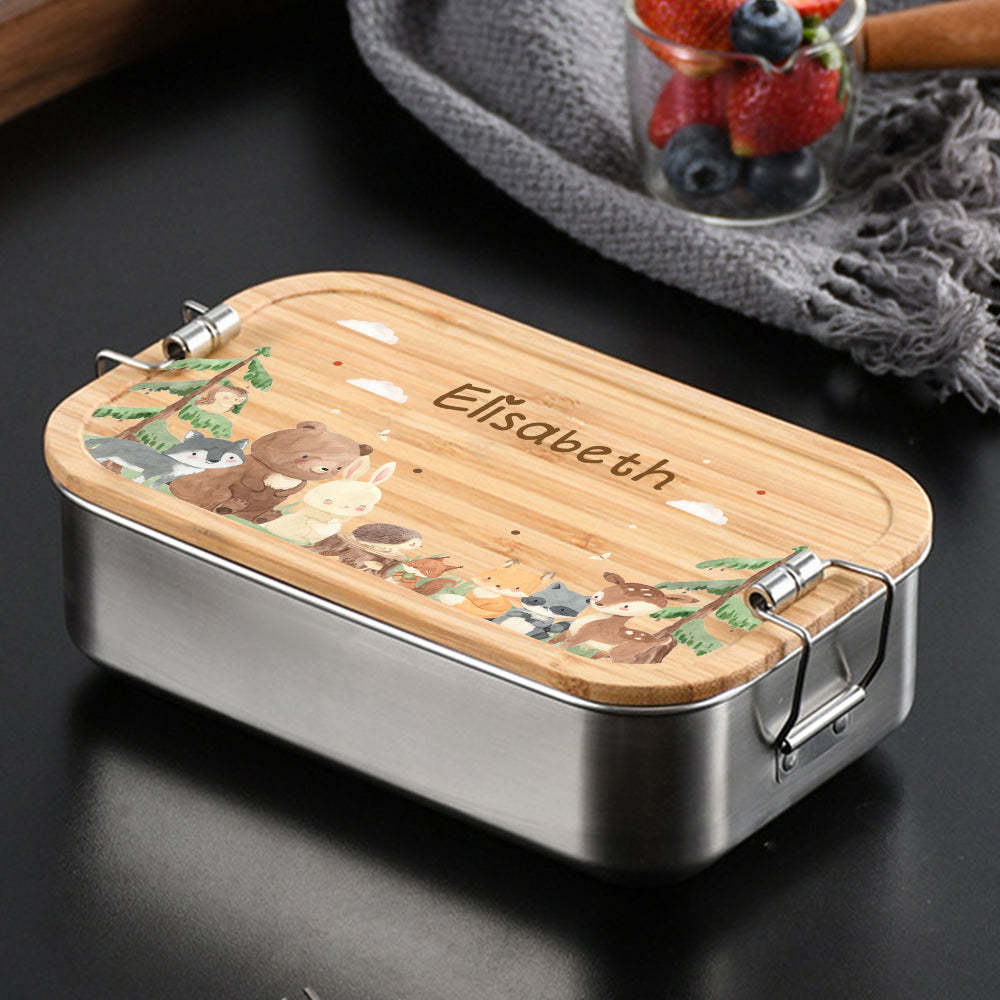 Personalized Lunch Box for Children Custom Stainless Steel Lunch Box with Name Back to School Gift for Children - Myphotowallet