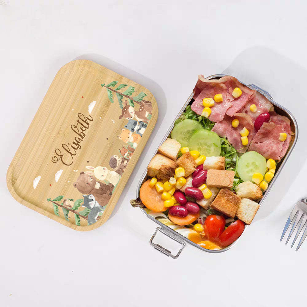 Personalized Lunch Box for Children Custom Stainless Steel Lunch Box with Name Back to School Gift for Children - Myphotowallet
