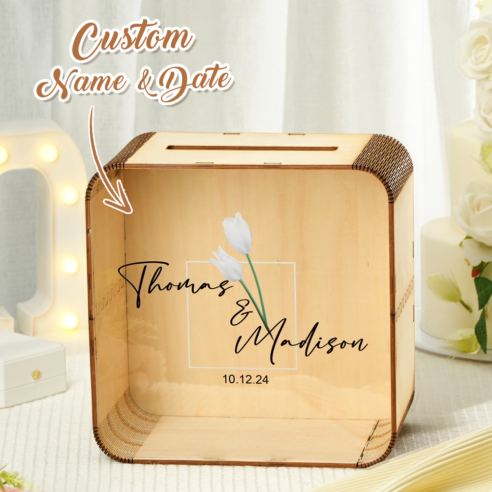 Personalized Wedding Card Box Square Wedding Memory Box Wedding Gift for CoupleValentine's Day