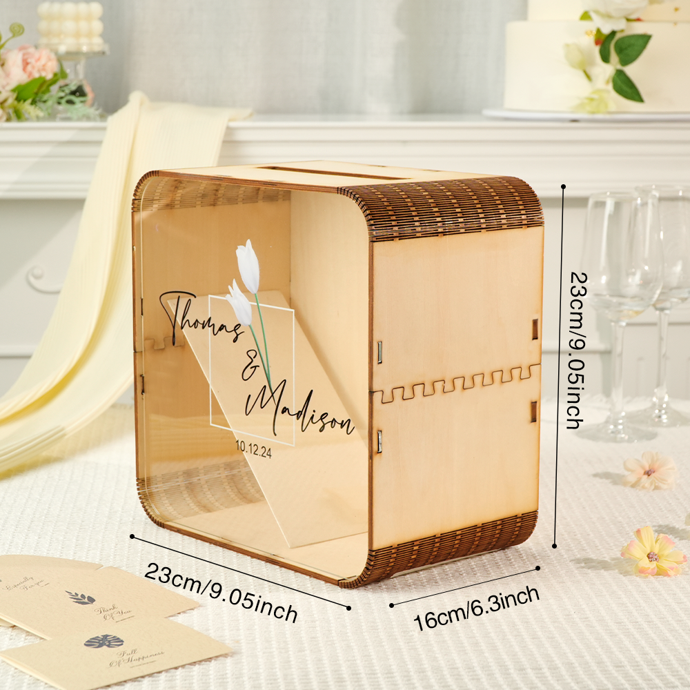 Personalized Wedding Card Box Square Wedding Memory Box Wedding Gift for Couple -   - myphotowallet