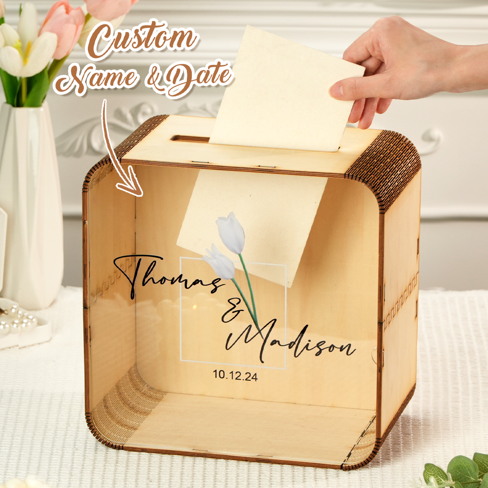 Personalized Wedding Card Box Square Wedding Memory Box Wedding Gift for Couple -   - myphotowallet
