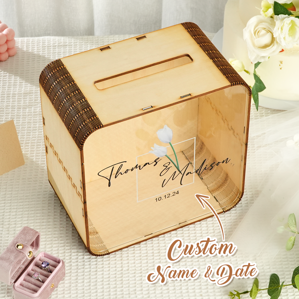 Personalized Wedding Card Box Square Wedding Memory Box Wedding Gift for Couple -   - myphotowallet