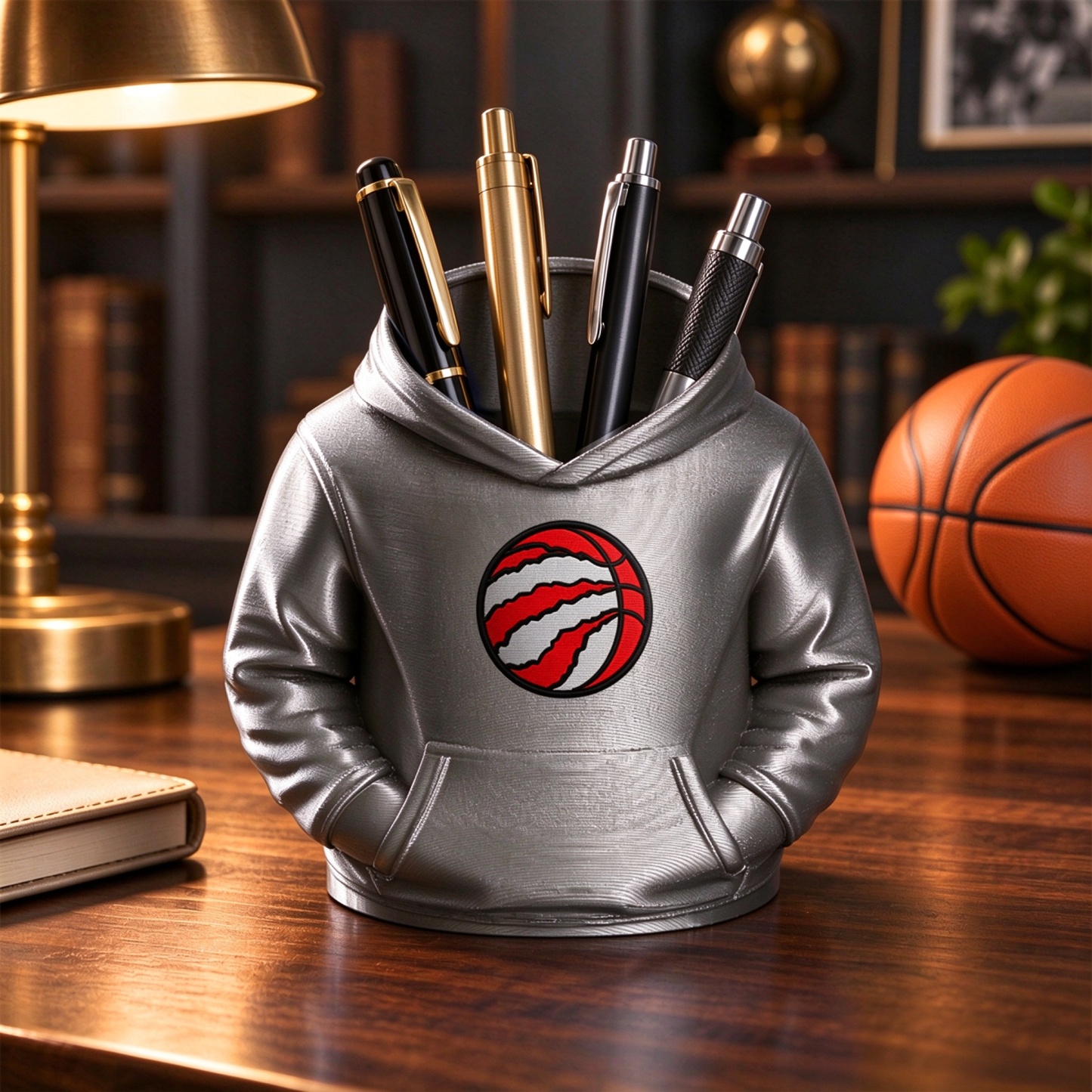Basketball Hoodie Desk Organizer, Pen Pencil and Utensil Holder Fan Gift - 