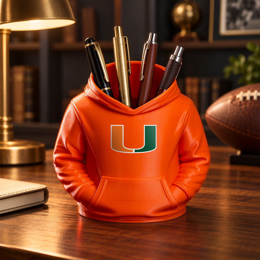College Hoodie Desk Organizer, Pen Pencil and Utensil Holder, 3D Printed College Football Office and Kitchen Decor, Fan Gift - 