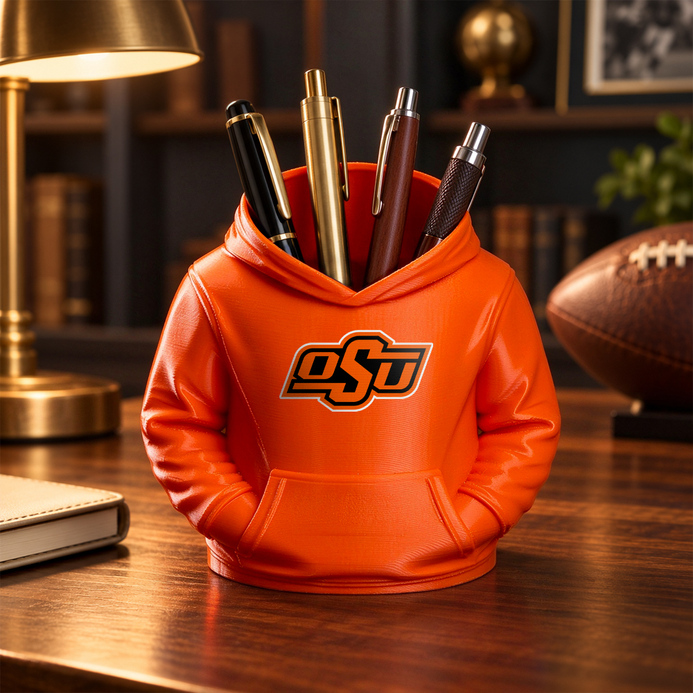 College Hoodie Desk Organizer, Pen Pencil and Utensil Holder, 3D Printed College Football Office and Kitchen Decor, Fan Gift - 