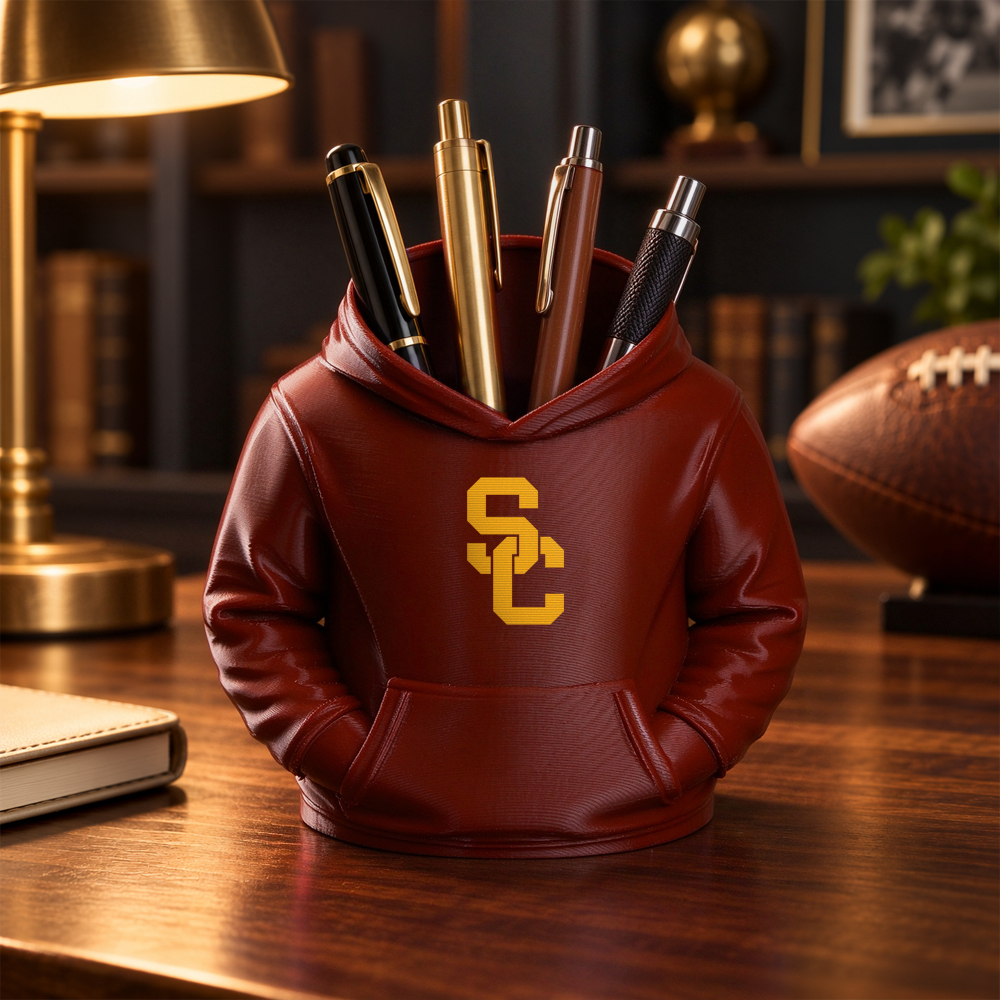 College Hoodie Desk Organizer, Pen Pencil and Utensil Holder, 3D Printed College Football Office and Kitchen Decor, Fan Gift - 