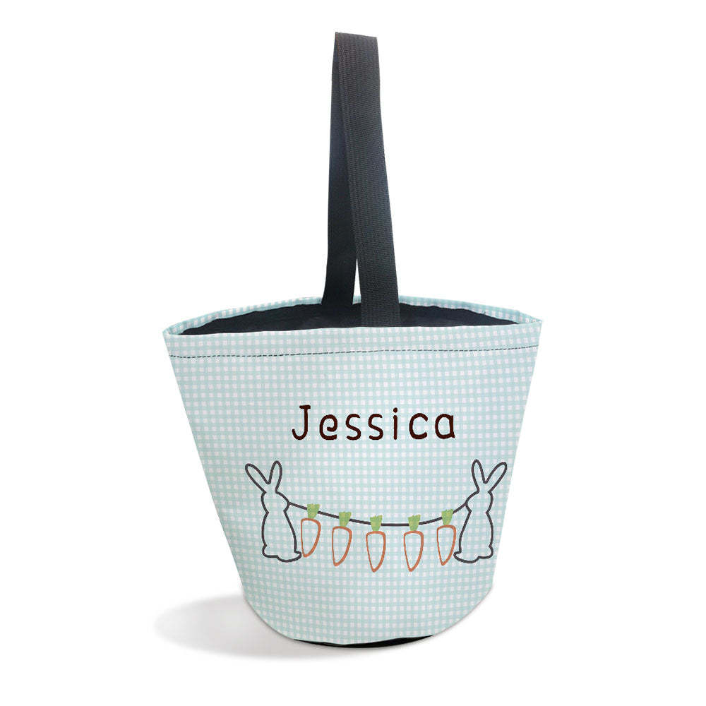 Personalized Easter Basket Custom Name Easter Gingham Bunny Basket Gifts for Kids