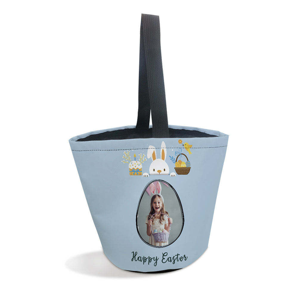 Personalized Easter Basket Custom Photo Cute Happy Easter Basket Gifts for Kids