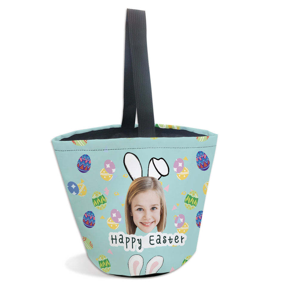Personalized Easter Basket Custom Face Colorful Easter Eggs Easter Basket Gifts for Kids