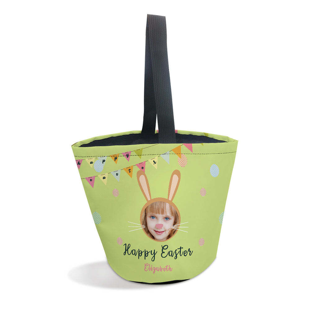 Personalized Easter Basket Custom Happy Easter Bunny Basket Gifts for Kids