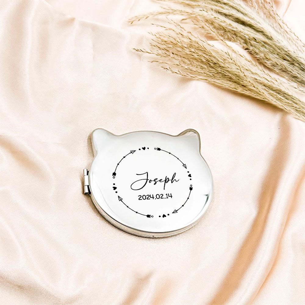 Personalized Engraved Silver Compact Mirror Favor, Custom Engraved Name Pocket Mirror, Gift for Her, Bridesmaid Gifts, Wedding Party Gifts