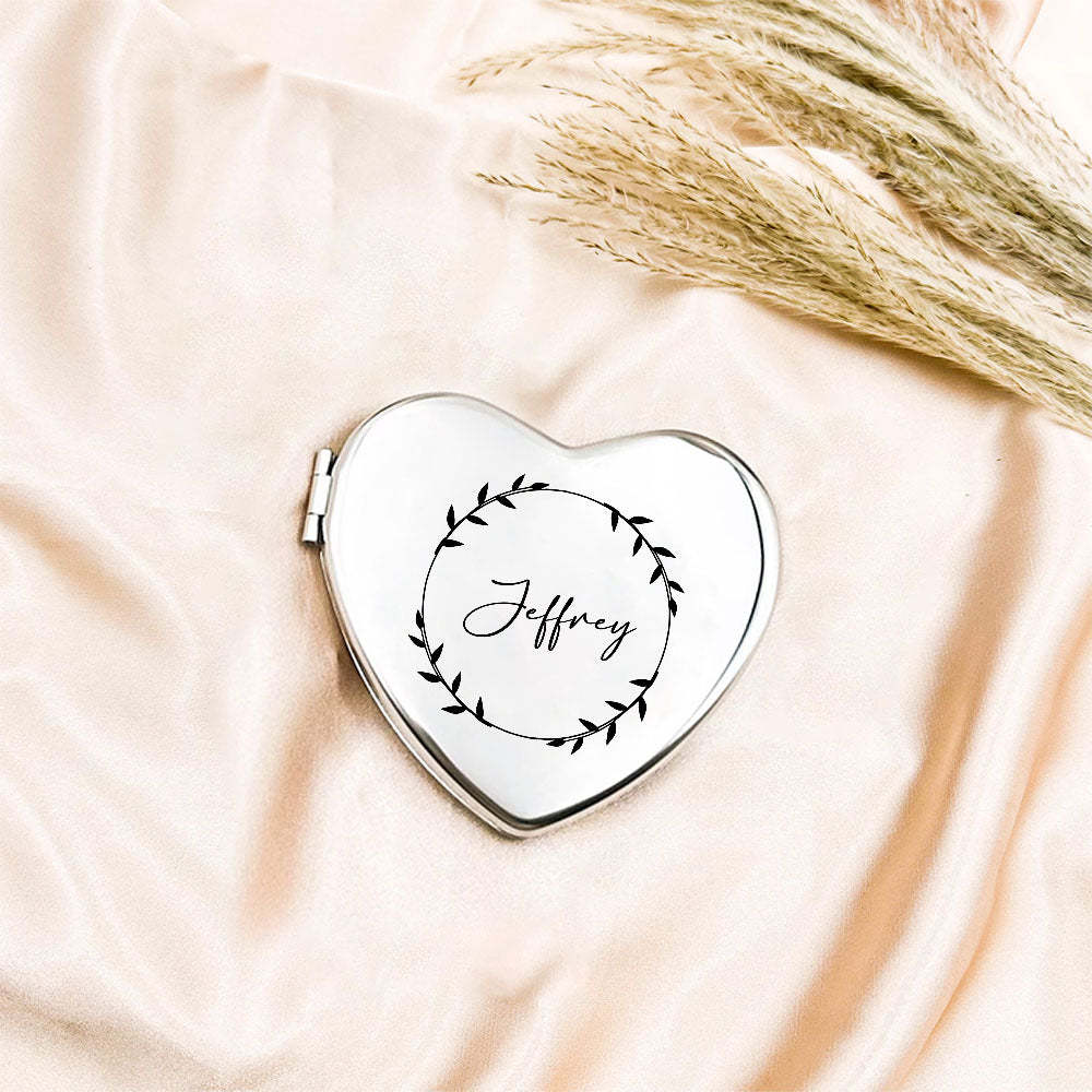 Personalized Engraved Silver Compact Mirror Favor, Custom Engraved Name Pocket Mirror, Gift for Her, Bridesmaid Gifts, Wedding Party Gifts