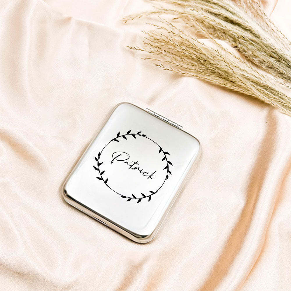Personalized Engraved Silver Compact Mirror Favor, Custom Engraved Name Pocket Mirror, Gift for Her, Bridesmaid Gifts, Wedding Party Gifts