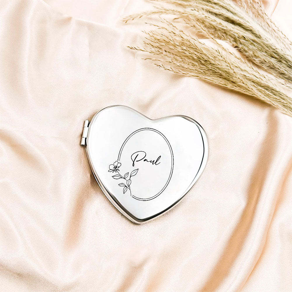 Personalized Engraved Silver Compact Mirror Favor, Custom Engraved Name Pocket Mirror, Gift for Her, Bridesmaid Gifts, Wedding Party Gifts