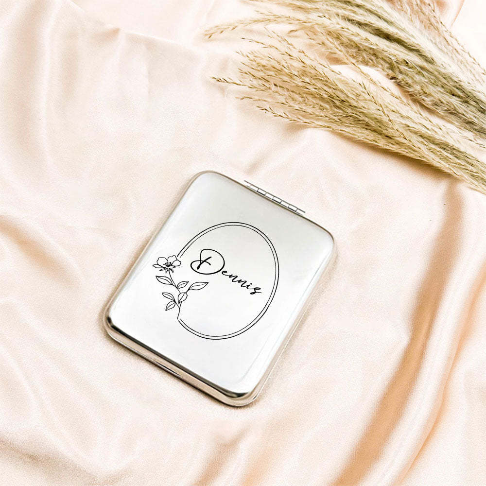 Personalized Engraved Silver Compact Mirror Favor, Custom Engraved Name Pocket Mirror, Gift for Her, Bridesmaid Gifts, Wedding Party Gifts