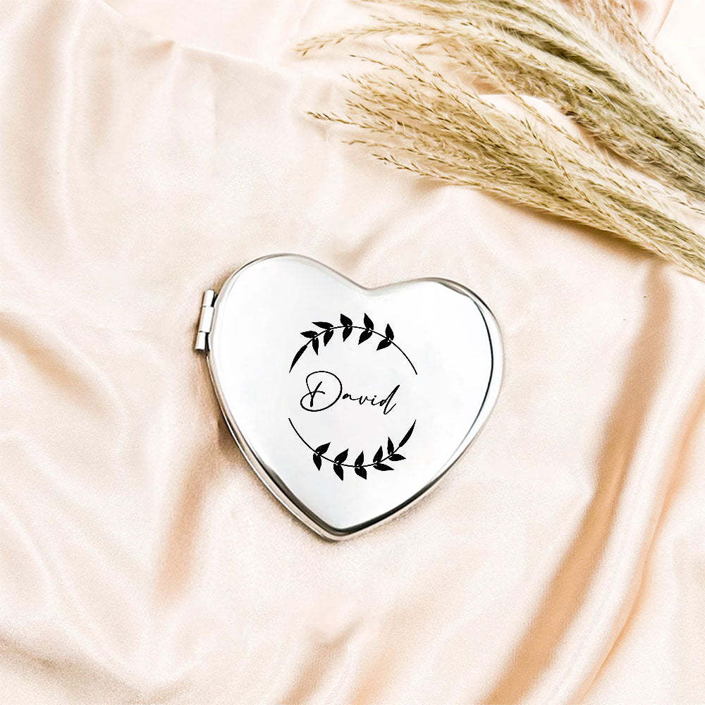 Personalized Engraved Silver Compact Mirror Favor, Custom Engraved Name Pocket Mirror, Gift for Her, Bridesmaid Gifts, Wedding Party Gifts