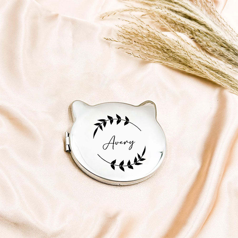 Personalized Engraved Silver Compact Mirror Favor, Custom Engraved Name Pocket Mirror, Gift for Her, Bridesmaid Gifts, Wedding Party Gifts