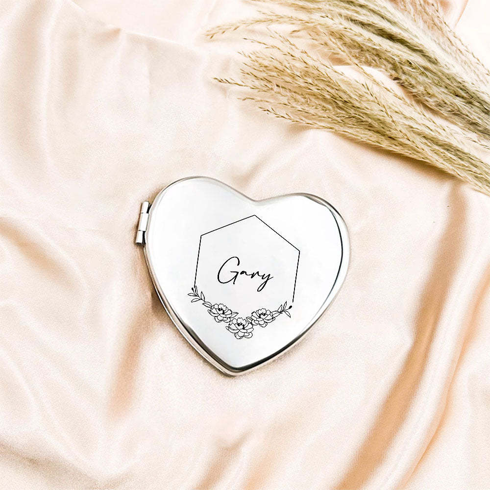 Personalized Engraved Silver Compact Mirror Favor, Custom Engraved Name Pocket Mirror, Gift for Her, Bridesmaid Gifts, Wedding Party Gifts