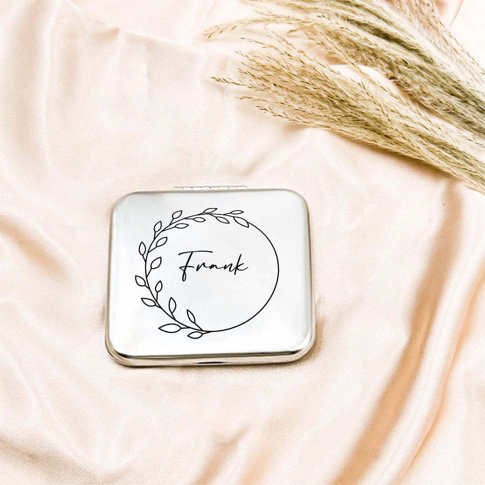 Personalized Engraved Silver Compact Mirror Favor, Custom Engraved Name Pocket Mirror, Gift for Her, Bridesmaid Gifts, Wedding Party Gifts