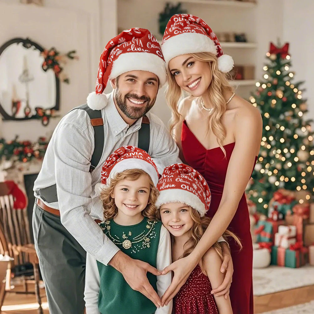 Snowflake Family Personalized Name Youth Santa Hat