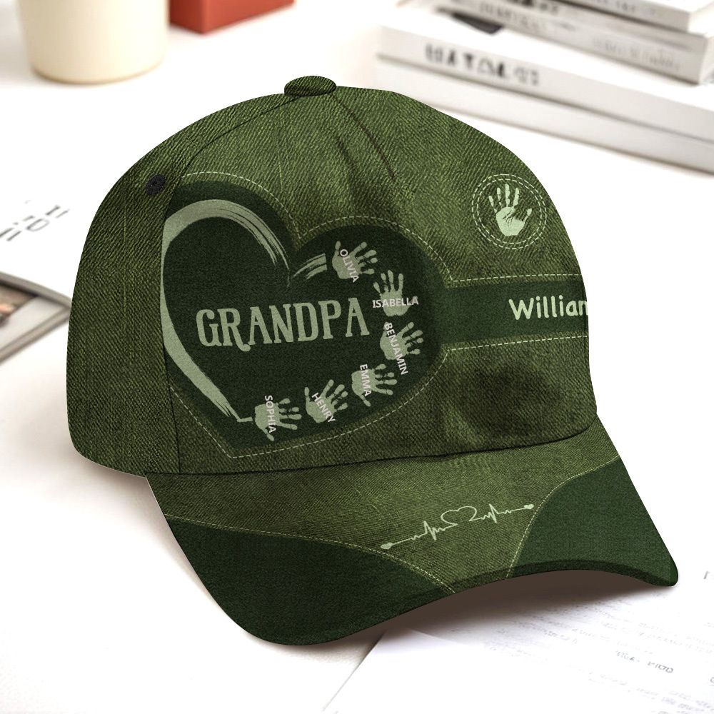 Gifts for Father Grandpa Dad Kids Handprints - Personalized Classic Cap