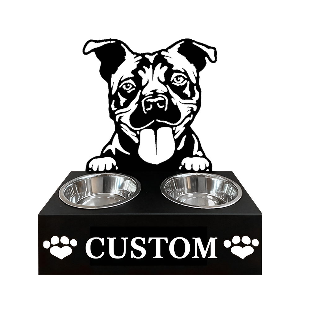 Pitbull Personalized Name Pet Food Bowl Holder