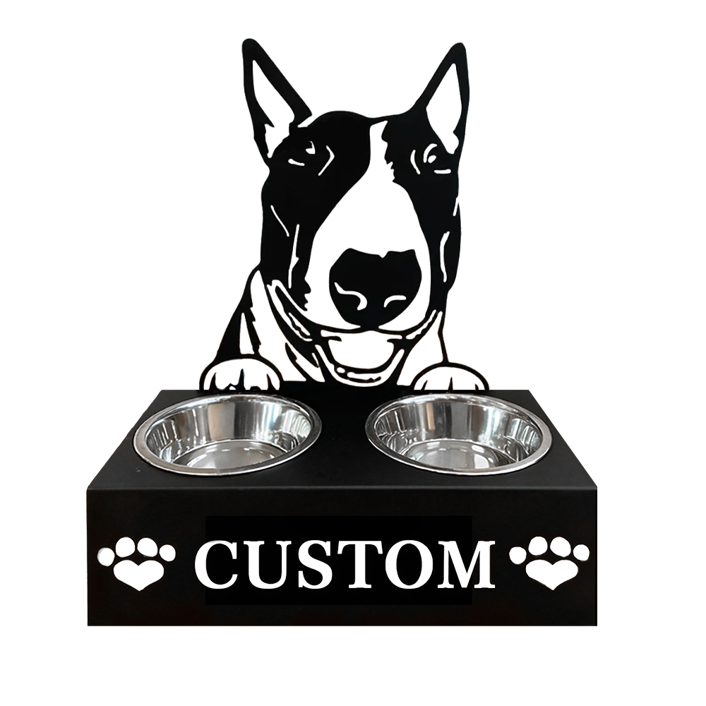 Pitbull Personalized Name Pet Food Bowl Holder