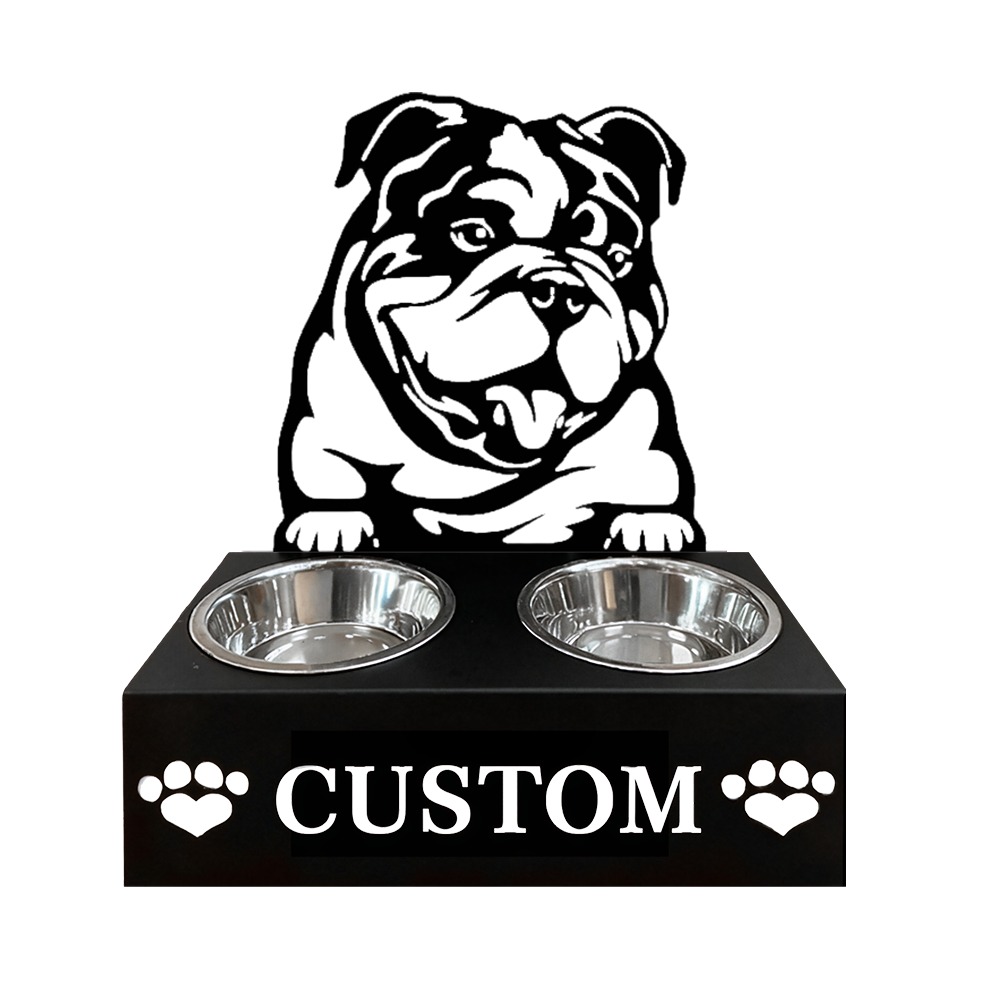 Pitbull Personalized Name Pet Food Bowl Holder