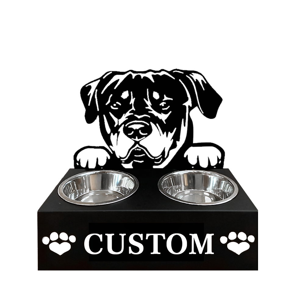 Pitbull Personalized Name Pet Food Bowl Holder