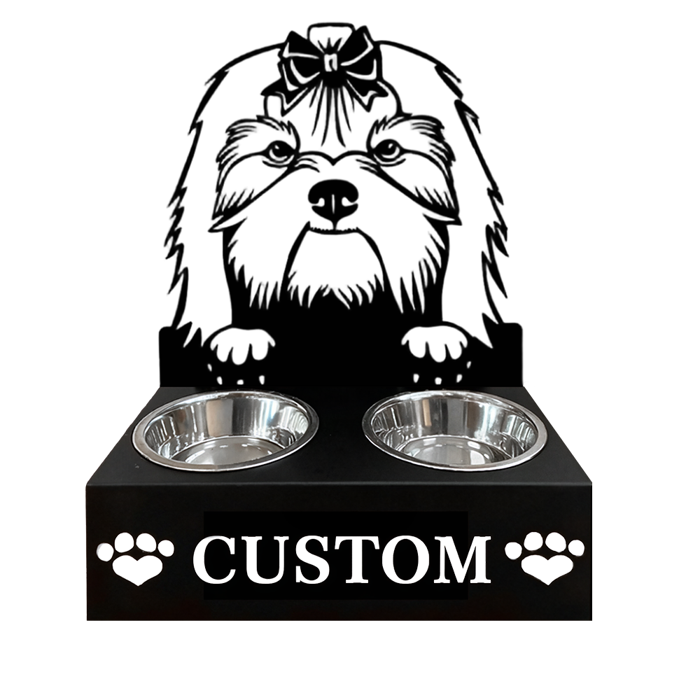 Pitbull Personalized Name Pet Food Bowl Holder