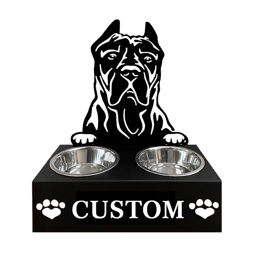 Pitbull Personalized Name Pet Food Bowl Holder