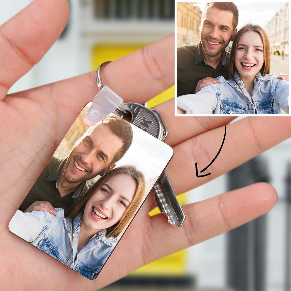 Custom Square Photo Keychain Memorable Gift For Couple
