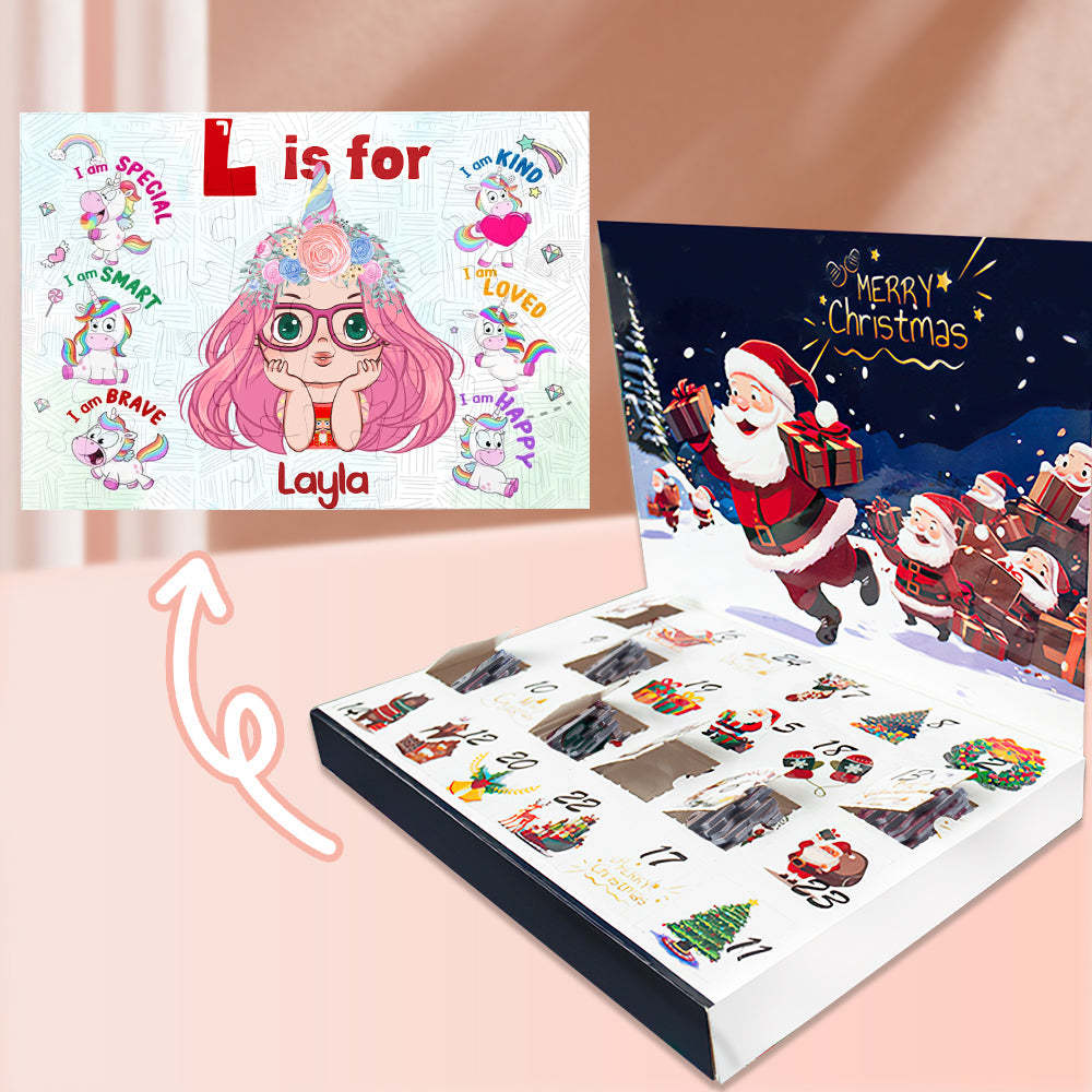 Custom Advent Calendar Christmas Jigsaw Puzzle Christmas Countdown Puzzle Toy Gift for Kids - 