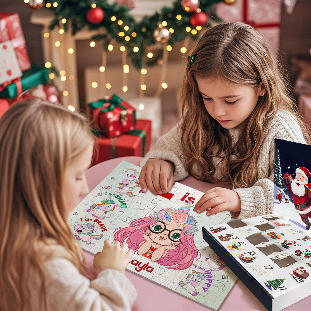 Custom Advent Calendar Christmas Jigsaw Puzzle Christmas Countdown Puzzle Toy Gift for Kids - 