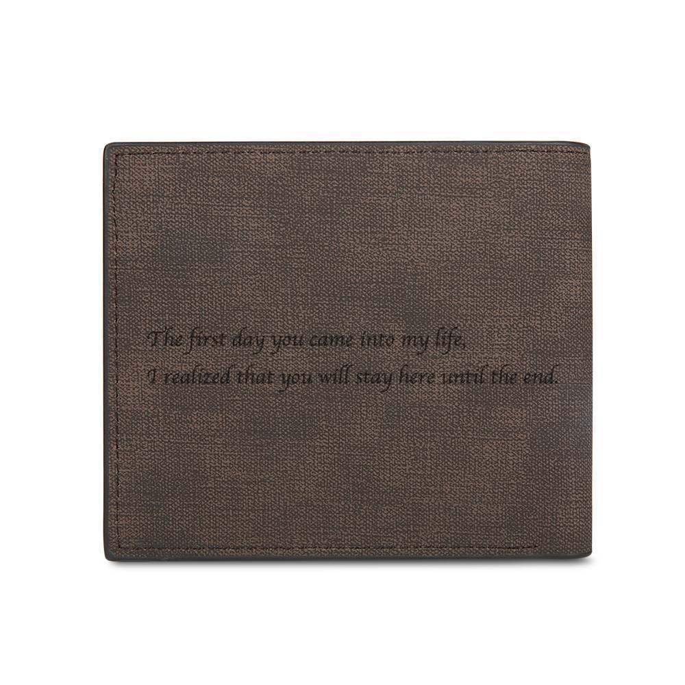 Men's Bifold Short Custom Photo Wallet Brown Color Printing