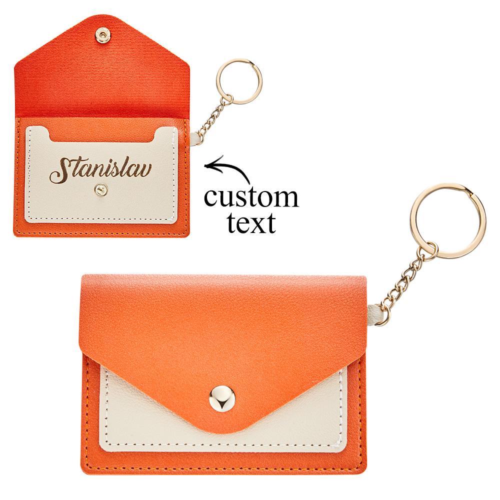 Custom Engraved Keychain Wallet Leather Card Holder Creative Gifts - Myphotowallet