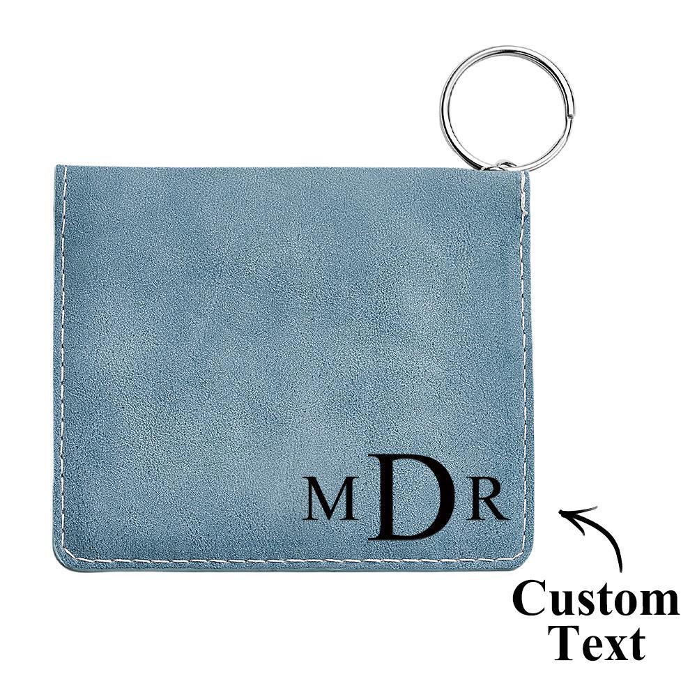 Custom Engraved Wallet Colorful ID Holder Leather Keychain Gifts - Myphotowallet