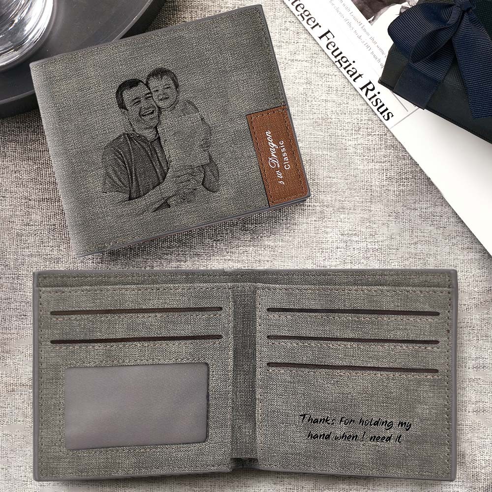 Gift for Him Men's Wallet Custom Photo Wallet Engraved Inside Personalized Wallet