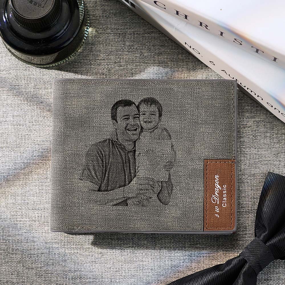 Gift for Him Men's Wallet Custom Photo Wallet Engraved Inside Personalized Wallet