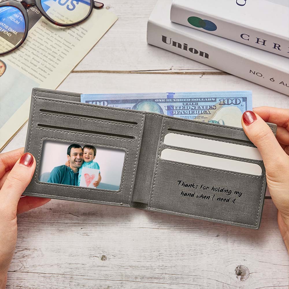 Gift for Him Men's Wallet Custom Photo Wallet Engraved Inside Personalized Wallet