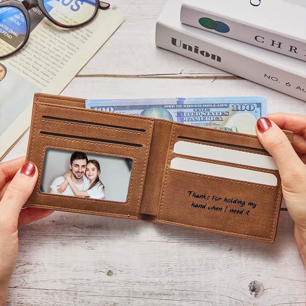 Gift for Him Men's Wallet Custom Photo Wallet Engraved Inside Personalized Wallet