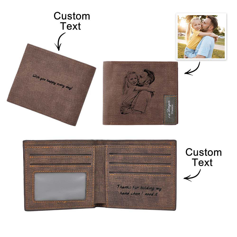 Gift for Him Men's Wallet Custom Photo Wallet Engraved Inside Personalized Wallet