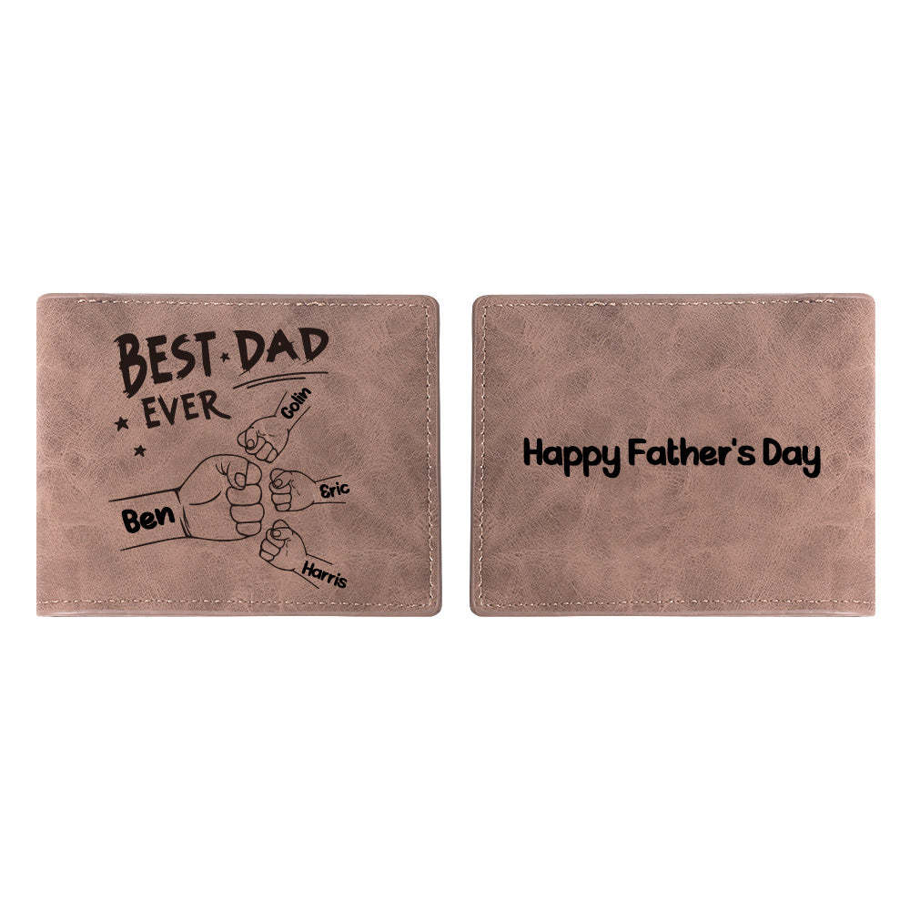 Custom Names Wallet Personalized Fists Bump Men's Bifold Wallet for Him
