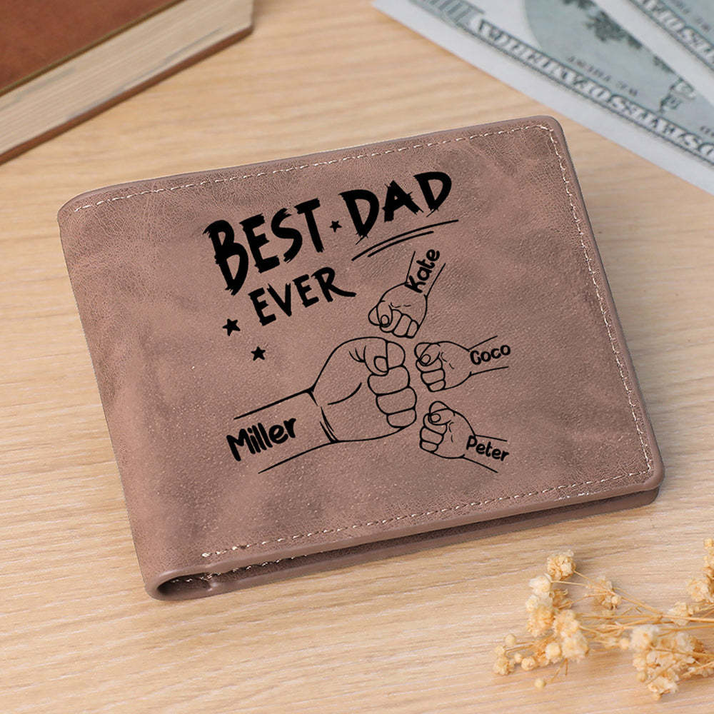 Custom Names Wallet Personalized Fists Bump Men's Bifold Wallet for Him
