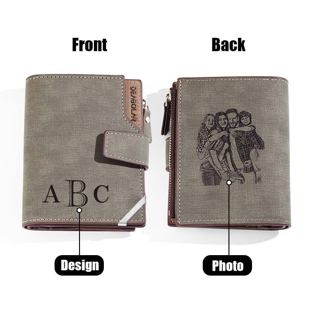 Personalized Photo Men's Foldable Leather Wallet with Text Father's Day Birthday Gift for Him - Myphotowallet
