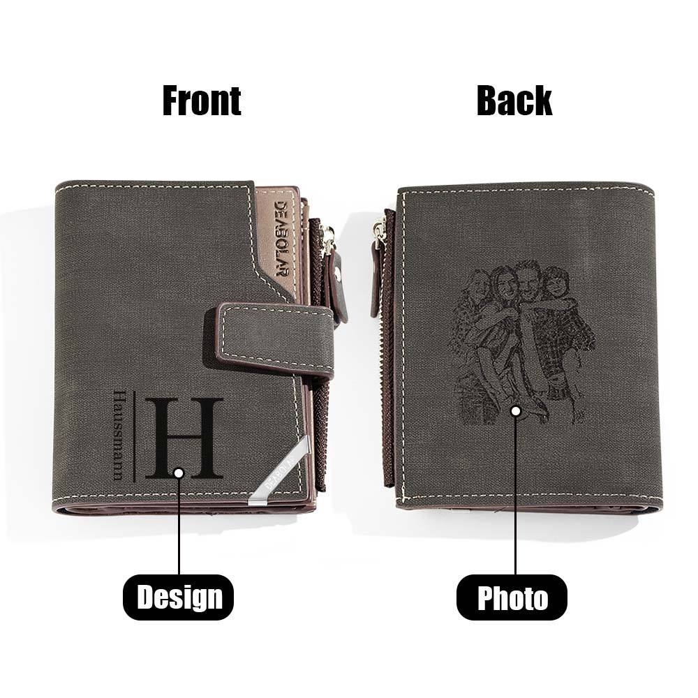 Personalized Photo Men's Foldable Leather Wallet with Text Father's Day Birthday Gift for Him - Myphotowallet