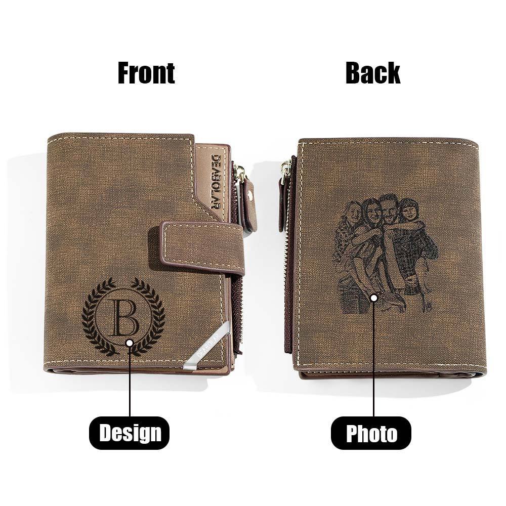 Personalized Photo Men's Foldable Leather Wallet with Text Father's Day Birthday Gift for Him - Myphotowallet